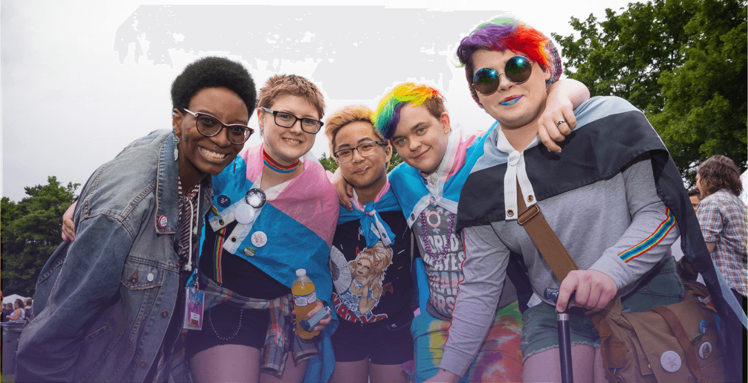 Trans Pride Seattle community members celebrating together